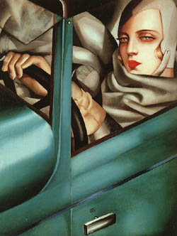Tamara de Lempicka, Selfportrait in the green bugatti